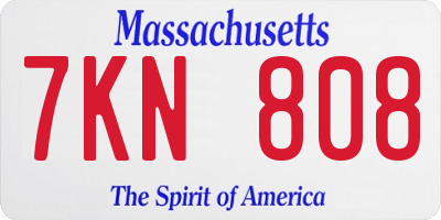 MA license plate 7KN808