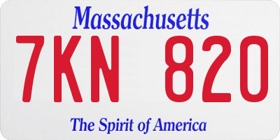 MA license plate 7KN820