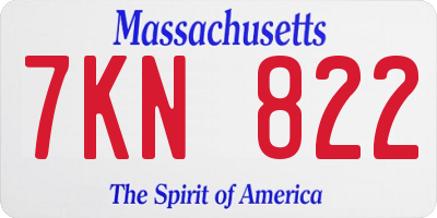 MA license plate 7KN822
