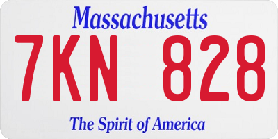 MA license plate 7KN828