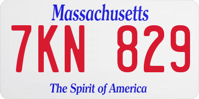 MA license plate 7KN829
