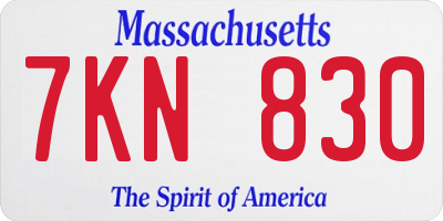 MA license plate 7KN830