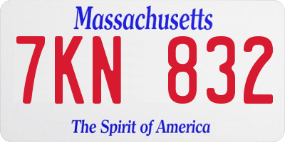 MA license plate 7KN832
