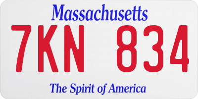 MA license plate 7KN834