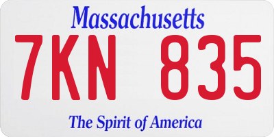 MA license plate 7KN835