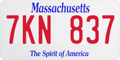 MA license plate 7KN837