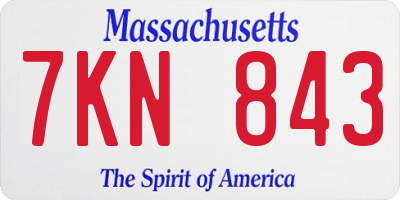 MA license plate 7KN843