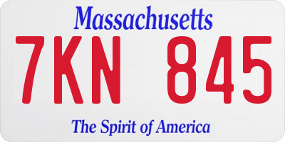 MA license plate 7KN845