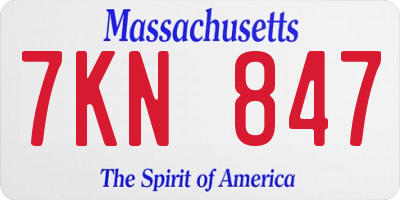 MA license plate 7KN847