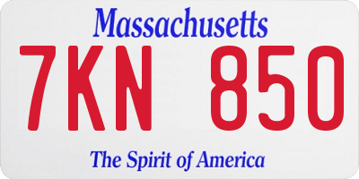 MA license plate 7KN850