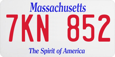 MA license plate 7KN852