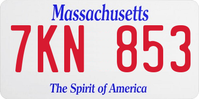 MA license plate 7KN853