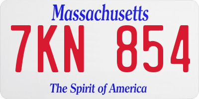MA license plate 7KN854