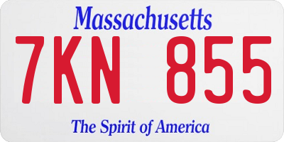 MA license plate 7KN855