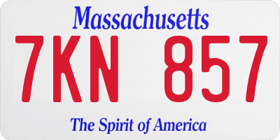 MA license plate 7KN857