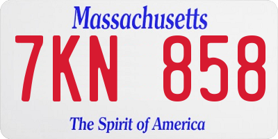 MA license plate 7KN858