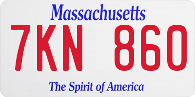 MA license plate 7KN860
