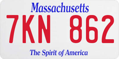 MA license plate 7KN862