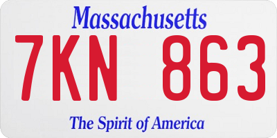MA license plate 7KN863