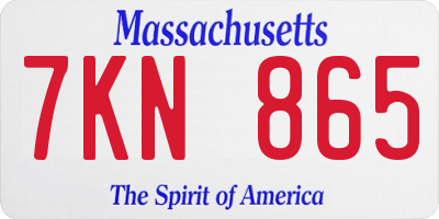 MA license plate 7KN865