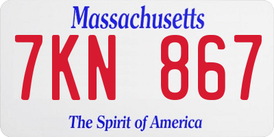 MA license plate 7KN867