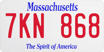 MA license plate 7KN868