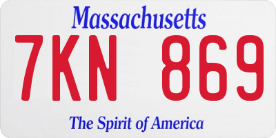 MA license plate 7KN869