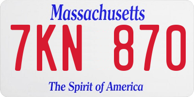 MA license plate 7KN870