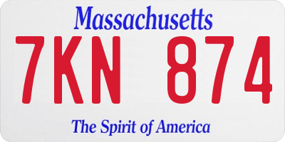 MA license plate 7KN874