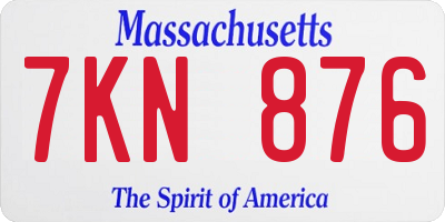 MA license plate 7KN876