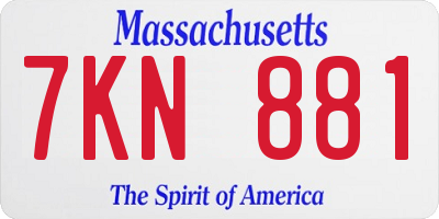 MA license plate 7KN881