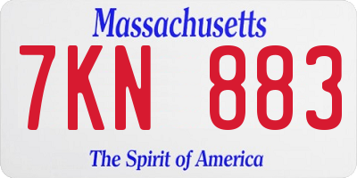 MA license plate 7KN883