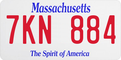 MA license plate 7KN884