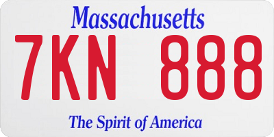 MA license plate 7KN888