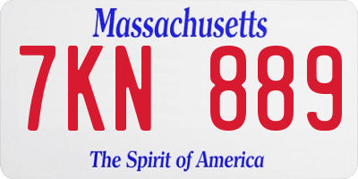 MA license plate 7KN889