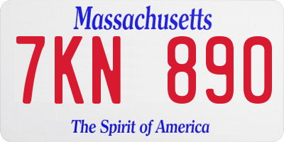 MA license plate 7KN890