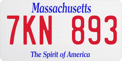MA license plate 7KN893