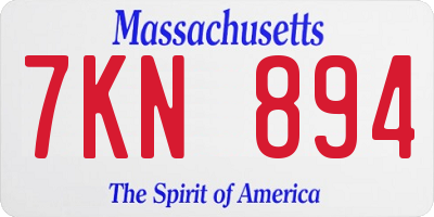 MA license plate 7KN894