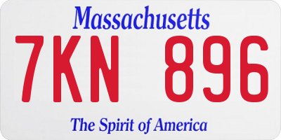 MA license plate 7KN896