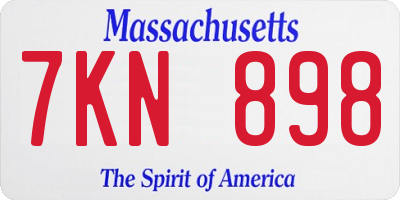 MA license plate 7KN898
