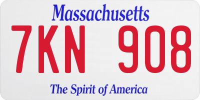 MA license plate 7KN908