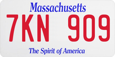 MA license plate 7KN909