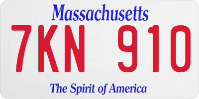 MA license plate 7KN910