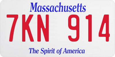 MA license plate 7KN914