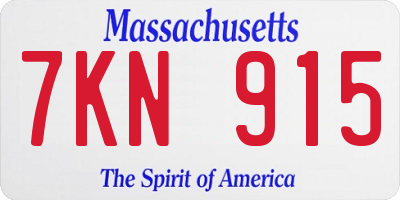 MA license plate 7KN915