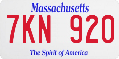 MA license plate 7KN920