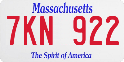 MA license plate 7KN922