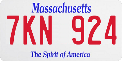 MA license plate 7KN924