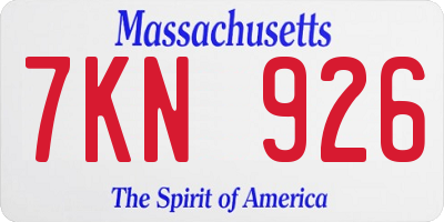 MA license plate 7KN926