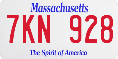 MA license plate 7KN928